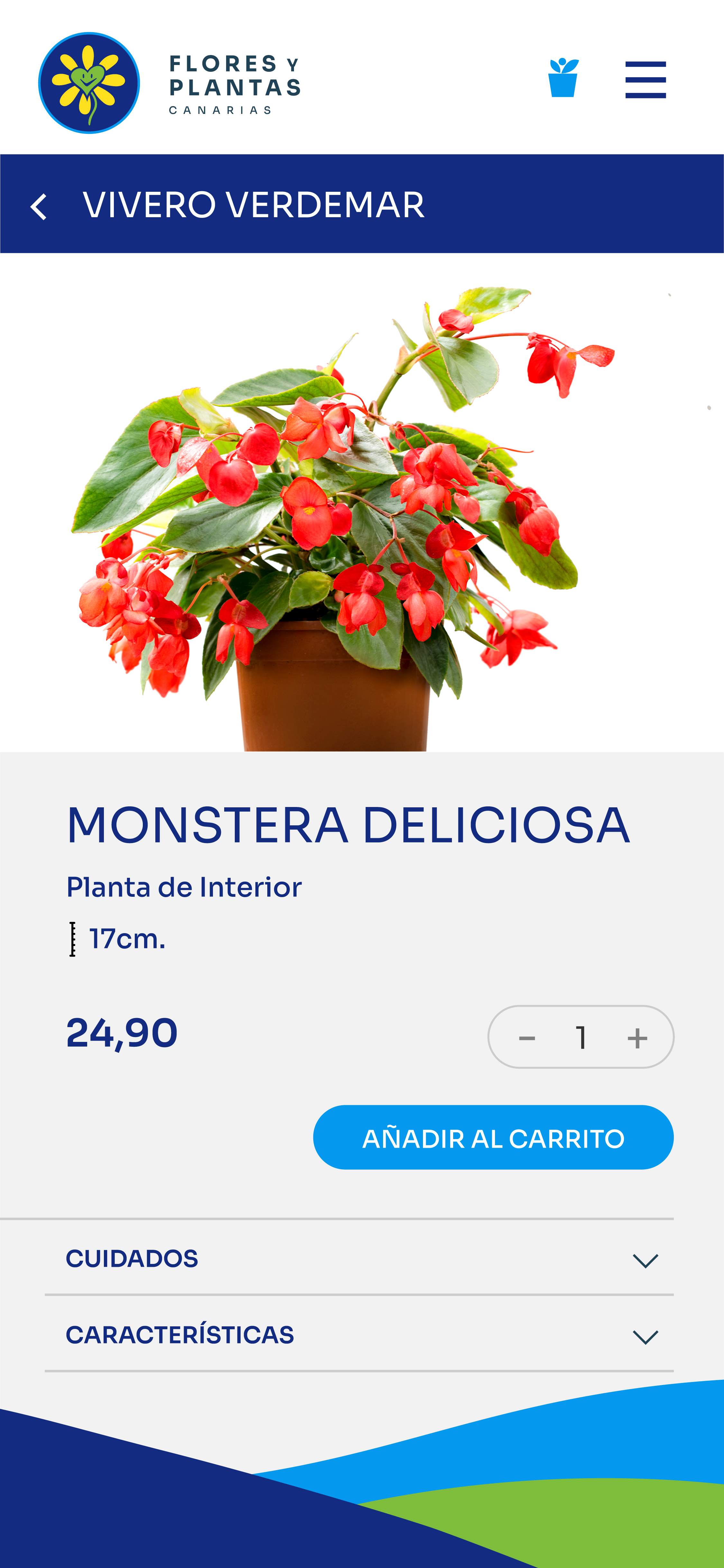 Ficha de producto con precio y botón de añadir al carrito